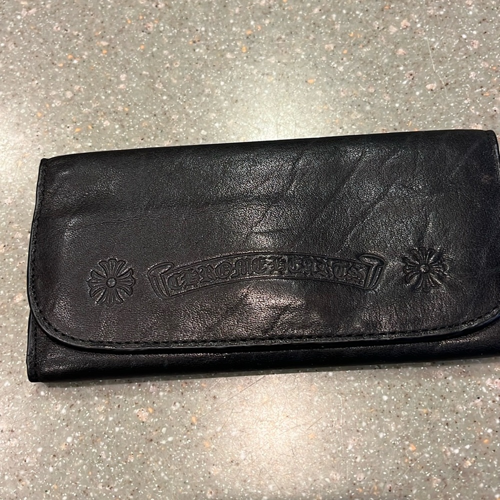 Chrome Hearts leather glasses-wallet case very rare lays flat when empty